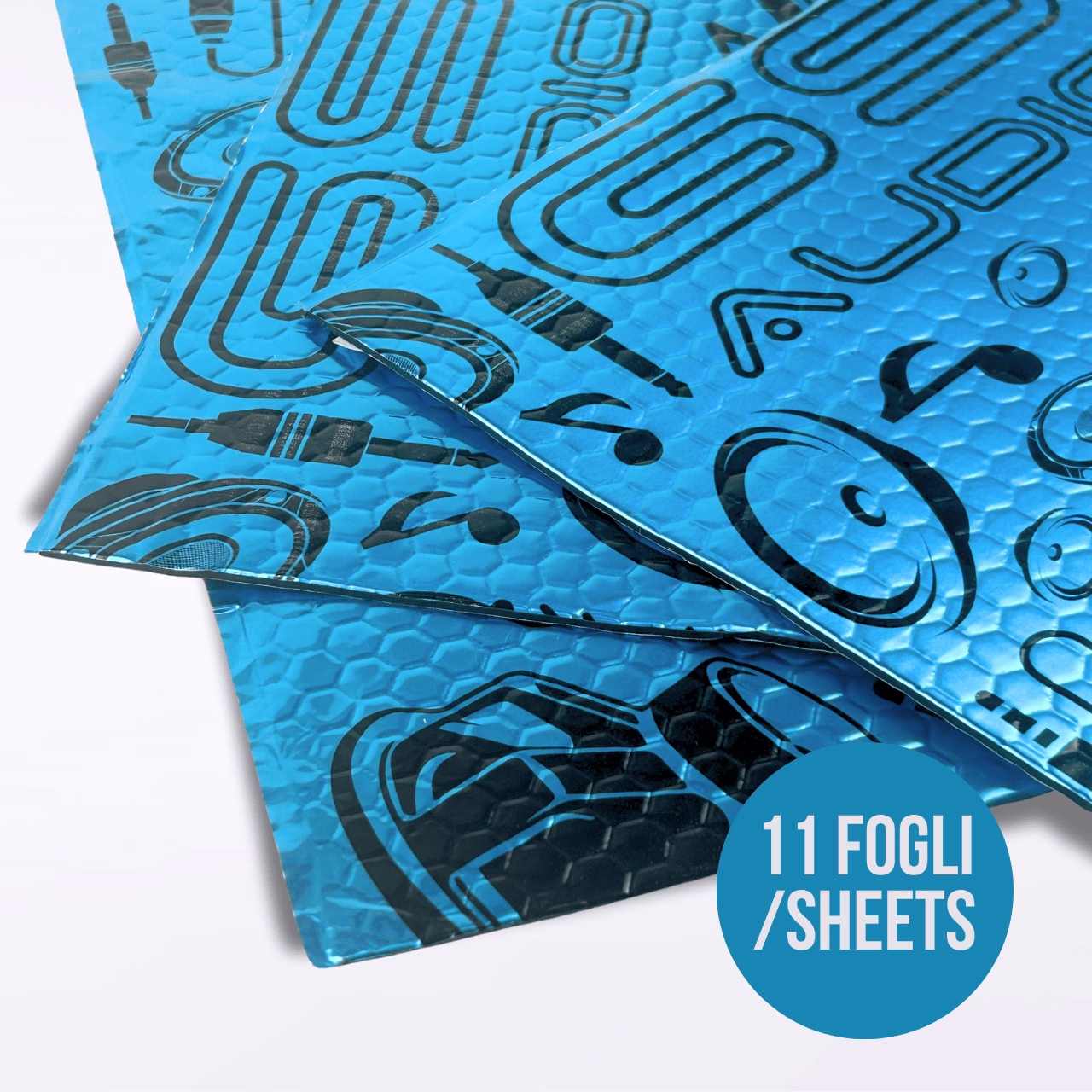 Damping Material Car 11 Sheets 50x40x0.22cm - 2.2m² | 2 Layers Butyl + Aluminum