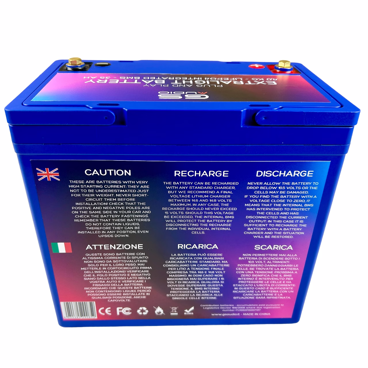 Battery 35Ah-M6 LifePo4 13.2V Extralight 4.0kg - Gs Audio - CCA:1300A - Image 5