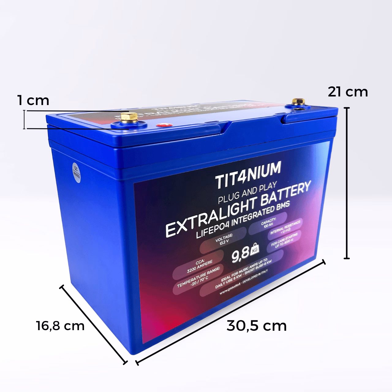 TIT4NIUM 100Ah-M8 Battery - CCA:3200A LifePo4 13.2V (30,5*21*16,8cm) - Image 3
