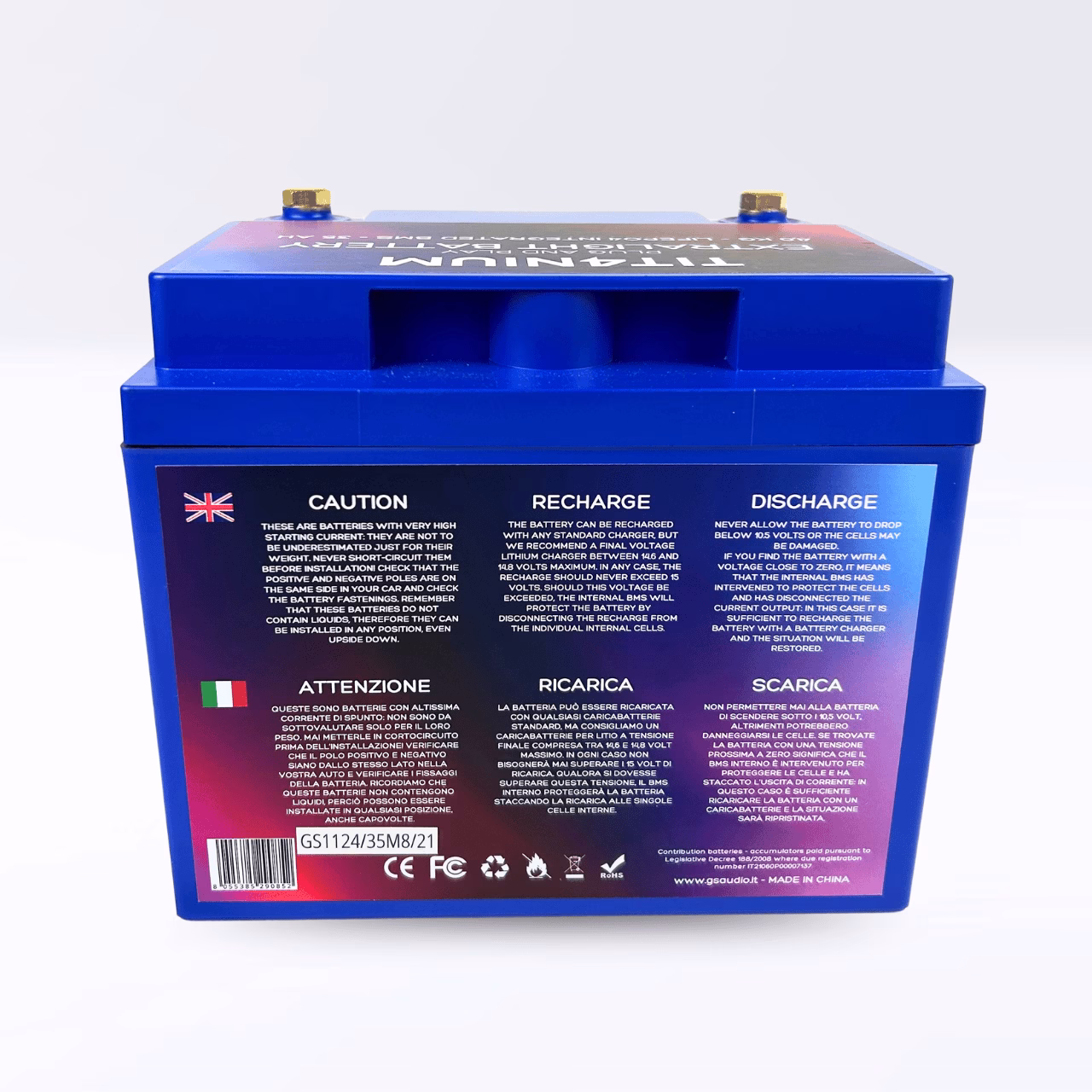 TIT4NIUM 35Ah-M8 Battery - CCA:1300A LifePo4 13.2V (19.8*16.6*17,5cm) - Image 2