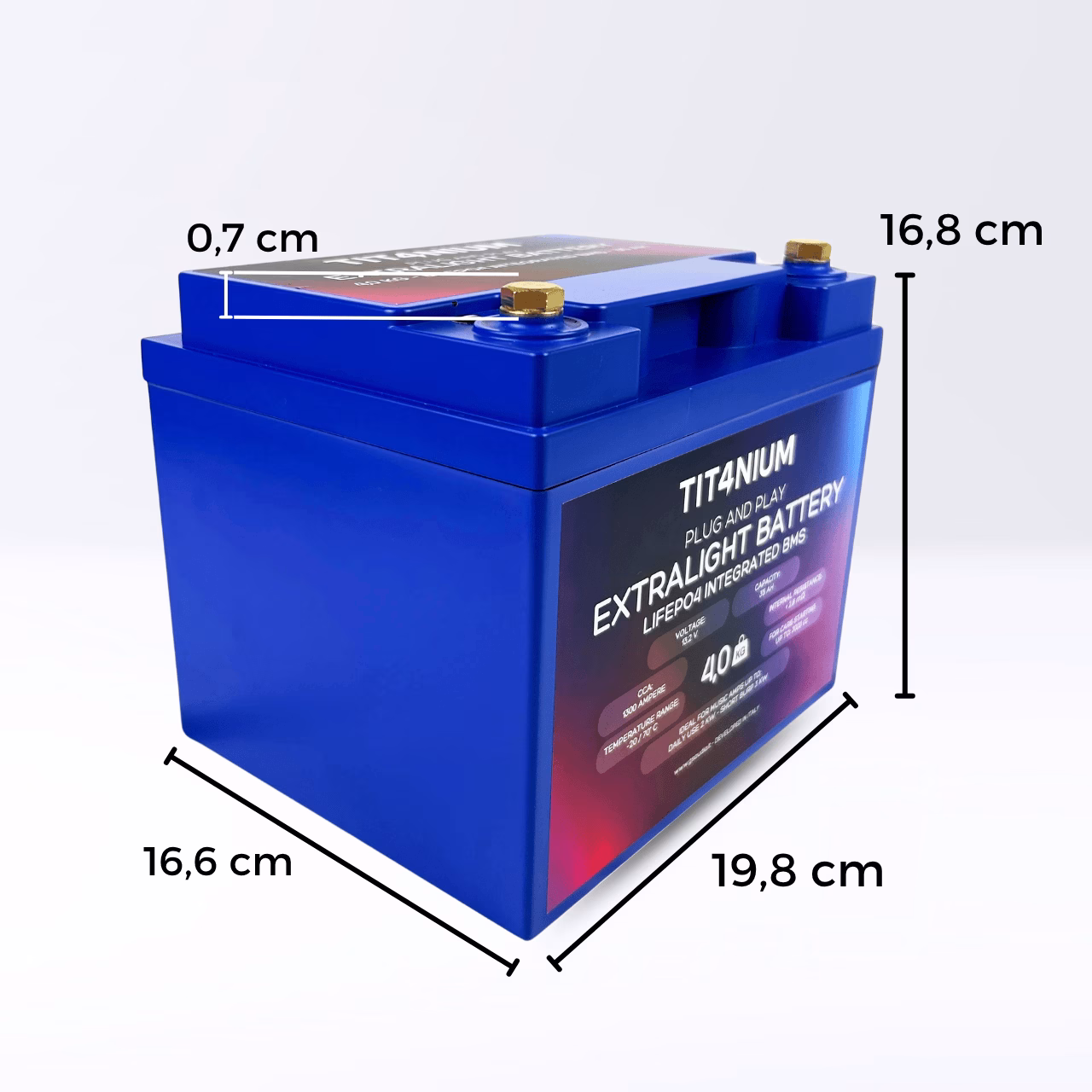 TIT4NIUM 35Ah-M8 Battery - CCA:1300A LifePo4 13.2V (19.8*16.6*17,5cm) - Image 3