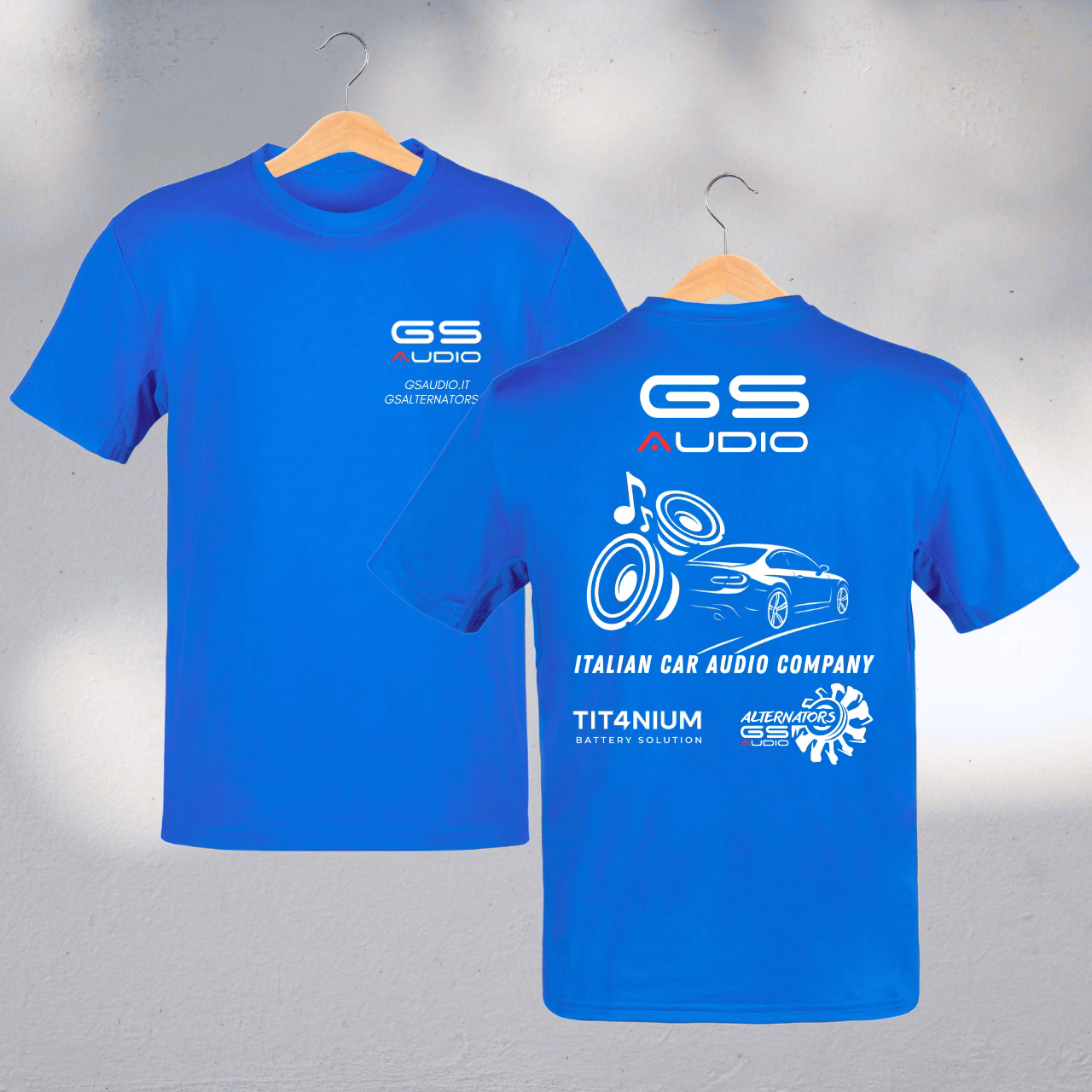 GS Audio Blue T-shirt - Official T-Shirt with Logo and Car Audio Graphics