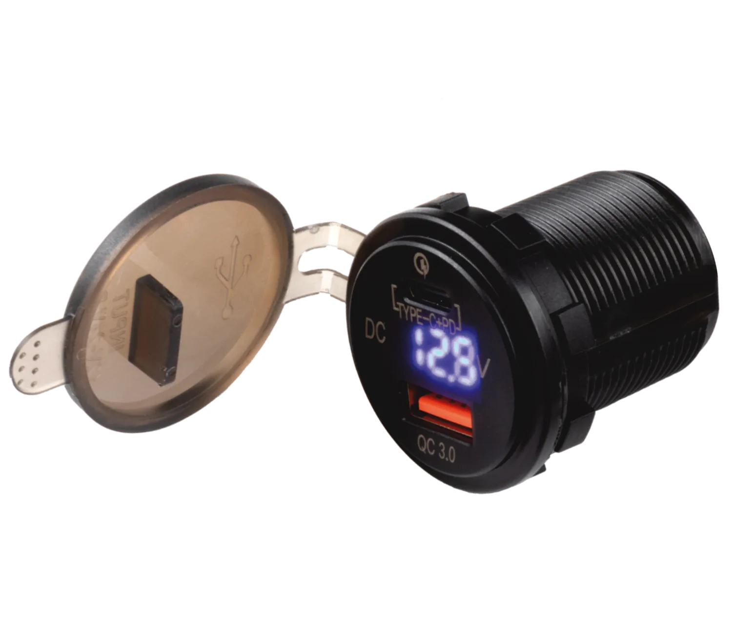 FOUR Connect 4-600162 vedenpitävä USB-C/A pistorasia jännitenäytöllä 3A