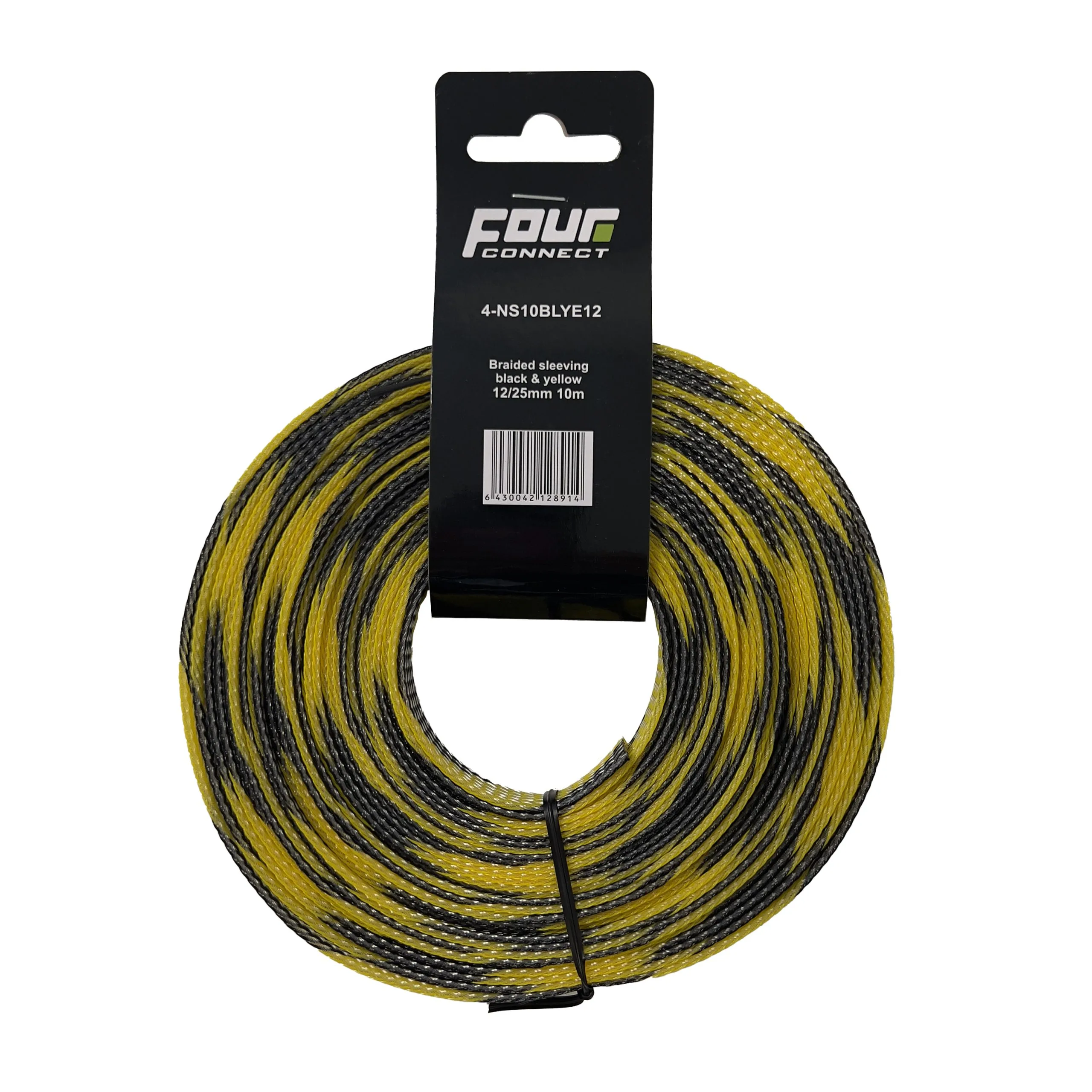 FOUR Connect 4-NS10BLYE12 nylonsukka musta-keltainen 12/25mm 10m