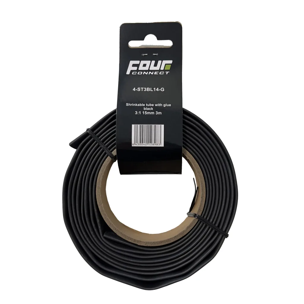 FOUR Connect 4-ST3BL14-G kutistesukka, 3:1 musta liimalla 15mm 3m