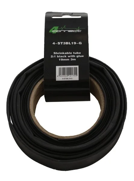 FOUR Connect 4-ST3BL19-G kutistesukka, 2:1 musta liimalla 19mm 3m