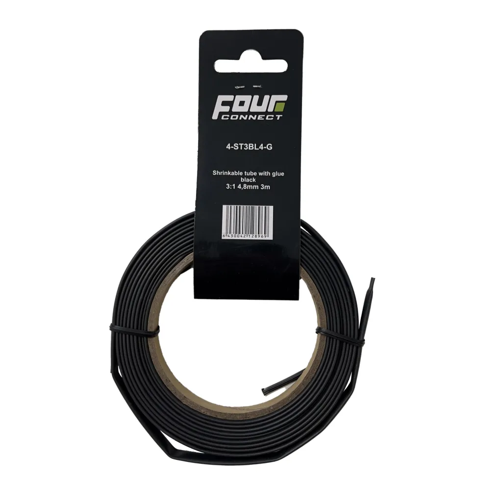 FOUR Connect 4-ST3BL4-G kutistesukka, 3:1 musta liimalla 4,8 mm 3m