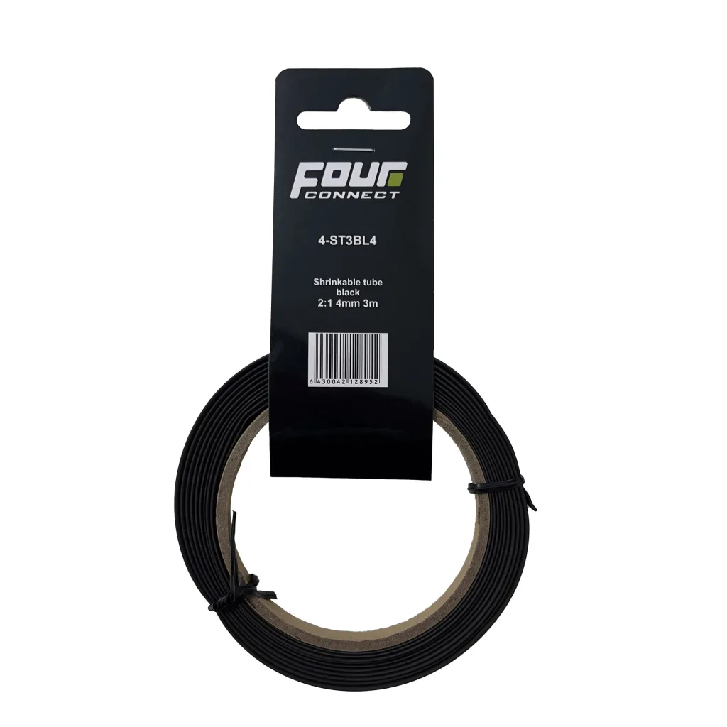 FOUR Connect 4-ST3BL4 kutistesukka, 2:1 musta 4mm 3m