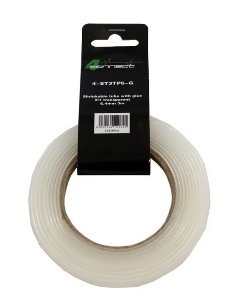 FOUR Connect 4-ST3TP6-G kutistesukka liimalla, 2:1 kirkas 6.4mm 3m